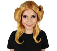 HPO Adult Women's 70s Flick Feathered Retro Wig - Vintage Style Synthetic Hairpiece for Halloween, and Costume Party - Gold
