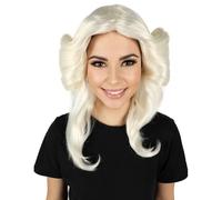HPO Adult Women's 70s Flick Feathered Retro Wig - Vintage Style Synthetic Hairpiece for Halloween, and Costume Party - White