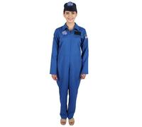 HPO Adult Women's Blue Astronaut Costume - Space Jumpsuit with Dress, Jacket & Pants for Halloween, Cosplay, Fancy Dress & Theme Events - X-Large