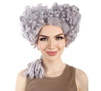 HPO Adult Women's Colonial hairstyle Curly Wig, Flame-Retardant - Grey