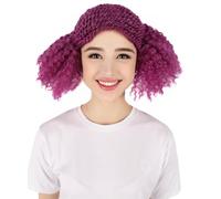 HPO Adult Women's Curly Purple Crochet Wig | Vibrant Cosplay Look | Halloween Costume Style | Heat-Resistant Synthetic Fiber Hair