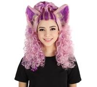HPO Adult Women's Curly Purple Royal Style Wig | Queen Cosplay Accessory | Flame-Resistant Synthetic Hair | Breathable Capless Cap