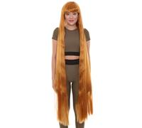 HPO Adult Women's Halloween Wigs, 50 Inch in Extra Long Wig, Breathable Cap, Wig - Golden Brown