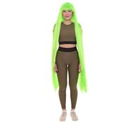 HPO Adult Women's Halloween Wigs, 50 Inch in Extra Long Wig, Breathable Cap, Wig - Neon Green