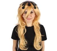 HPO Adult Women's Long Curly Golden Wig | Anime Villain Cosplay Look | Halloween Costume Style | Flame-Resistant Synthetic Hair