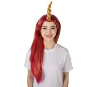 HPO Adult Women's Long Fairytale Unicorn Wig with Horn - Ideal for Cosplay & Parties | Breathable Capless Cap | Synthetic Fiber Hair