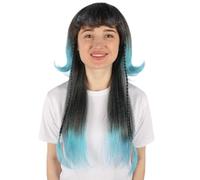 HPO Adult Women's Long Gradient Multicolor Wig with Bangs | Layered Cosplay Look | Halloween Style | Flame-Resistant Synthetic Hair