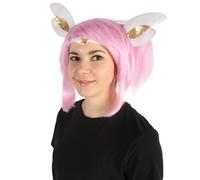 HPO Adult Women's Medium Pink Two-Ponytail Wig | Anime Guardian Cosplay Look | Flame-Resistant Halloween Hair | Bold Costume Style