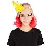 HPO Adult Women's Multicolor Short Queen Style Wig | Bold Cosplay Look | Flame-Resistant Synthetic Costume Hair | Capless Cap