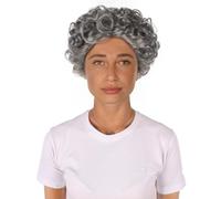HPO Adult Women's Short Grey Curly Wig, Cosplay Wig, Flame-retardant Synthetic Fiber