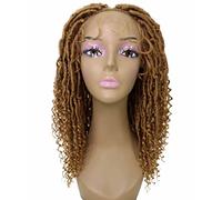 HPO Angel Curly Locs 20 in Long 4X4 Hand Tied Lace Braid Braided Wig, Beauty Heat Resistant Fiber, 20+ Shades of Natural, Dip Dyed, & Blended Colors