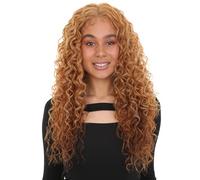 HPO Asia Curly Hair 30 in Long 5x5 Wig, Heat Resistant Fibers, Multiple Shades of Natural & Blended Colors