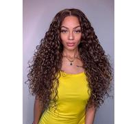 HPO Asia Curly Hair 30 in Long 5x5 Wig, Heat Resistant Fibers, Multiple Shades of Natural & Blended Colors