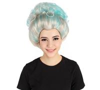 HPO Baroque 18th Century Blue Wig for Women’s - Lace Front Pearl Marie Style Costume Hairpiece for Halloween, Cosplay, or Themed Parties