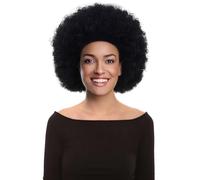 HPO Black Afro Curly Wig for Women’s - Voluminous Style 70s Disco Fancy Dress for Halloween and Cosplay Parties