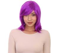 HPO Breathable Short Wig with Bangs - Versatile Color Choices and Comfort, Flame-retardant - Neon Purple