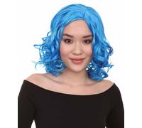 HPO California Girl Curls Wig for Women, Flame-retardant Fiber, Breathable Design Cosplay Hair for Halloween Party - Blue