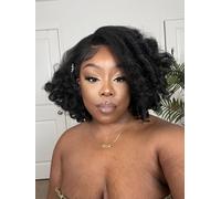 HPO Edith 12" Roller Curl Lace Front Wig with 4x13-inch HD Lace, Heat-resistant Synthetic Fiber, and Baby Hair for a Natural Look, (Dark Brown)