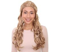 HPO Elegant Women's Renaissance Wig, Long Blonde Braided Style, Premium Breathable Capless Design, Flame-Retardant Synthetic Fiber
