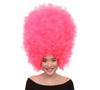 HPO Fabulous and Fun Women’s Super Size Afro Wigs, Big, Bold, and Ready to Party Flame-retardant Fiber- Pink