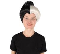 HPO Fantasy Fairy Godmother Wig for Women Cosplay Accessory, Breathable Capless, Flame-Retardant Fiber, Black & White