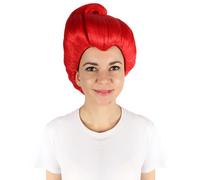 HPO Fantasy Fairy Godmother Wig for Women Cosplay Accessory, Breathable Capless, Flame-Retardant Fiber, Red