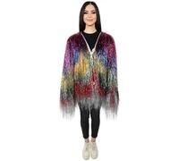 HPO Festival Carnival Thin Tinsel Multiple Color Jacket - Lightweight, Extra Dense Sparkly Tinsel, Perfect for Raves, Cosplay, Halloween, & Costume Parties - XS