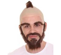 HPO Game Fighter Mohawk & Beard Wig Set - Warrior Style Punk Mohawk Costume Wig with Matching Beard - Fancy Dress Cosplay Wig for Men - Viking, Fighter & Battle Character Costume Accessor