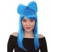 HPO HALLOWEEN PARTY ONLINE Adult Women’s Bun Wig for TV/Movie Long Butterfly Wig, Flame-Retardant Fiber, Great for Halloween - Blue
