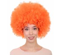 HPO HALLOWEEN PARTY ONLINE Afro Clown Unisex Wig - Super Size Jumbo Party Halloween Wig (Orange)