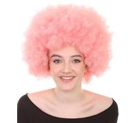 HPO HALLOWEEN PARTY ONLINE Afro Clown Unisex Wig - Super Size Jumbo Party Halloween Wig (Pink)