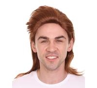 HPO HALLOWEEN PARTY ONLINE Brown Mullet Wig for Men - 80s Celebrity Cosplay Costume - Funny Halloween Fancy Dress Synthetic Wigs with Breathable Cap