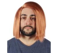 HPO HALLOWEEN PARTY ONLINE Men's Evil Doll Chuck Wig, Short Scary Movie Classic, Halloween Wig - Auburn Brown