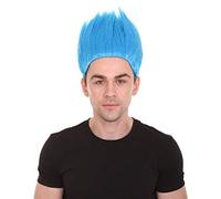 HPO HALLOWEEN PARTY ONLINE Unisex Adult Spiky Troll Wigs Collections | Costume Wig for Men and Women | Halloween Colorful 80s Wig | Trolls TV Movie Cosplay Costume Accessories - Blue