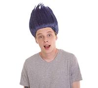 HPO HALLOWEEN PARTY ONLINE Unisex Adult Spiky Troll Wigs Collections | Costume Wig for Men and Women | Halloween Colorful 80s Wig | Trolls TV Movie Cosplay Costume Accessories - Dark Blue