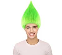 HPO HALLOWEEN PARTY ONLINE Unisex Adult Troll Wigs Collections | Costume Wig for Men and Women | Halloween Colorful 80s Wigs | Trolls TV Movie Cosplay Costume Accessories - Neon Green