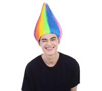 HPO HALLOWEEN PARTY ONLINE Unisex Adult Troll Wigs Collections | Costume Wig for Men and Women | Halloween Colorful 80s Wigs | Trolls TV Movie Cosplay Costume Accessories - Rainbow