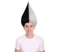 HPO HALLOWEEN PARTY ONLINE Unisex Adult Troll Wigs Collections | Costume Wig for Men and Women | Halloween Colorful 80s Wigs | Trolls TV Movie Cosplay Costume Accessories - Black & White