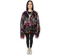 HPO HALLOWEEN PARTY ONLINE Unisex Carnival Tinsel Foil Jacket - Multicolour Festival Costume with Loose Fit for Halloween, Fancy Dress, Cosplay & Themed Parties - Large