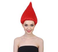HPO HALLOWEEN PARTY ONLINE Unisex s Troll Wigs Collections | Costume Wig for Men and Women | Halloween Colorful 80s Wigs | Trolls TV Movie Cosplay Costume Accessories - Red