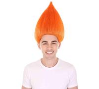 HPO HALLOWEEN PARTY ONLINE Unisex s Troll Wigs Collections | Costume Wig for Men and Women | Halloween Colorful 80s Wigs | Trolls TV Movie Cosplay Costume Accessories - Orange