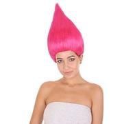 HPO HALLOWEEN PARTY ONLINE Unisex Teens Troll Wigs Collections | Costume Wig for Men and Women | Halloween Colorful 80s Wigs | Trolls TV Movie Cosplay Costume Accessories - Neon Pink