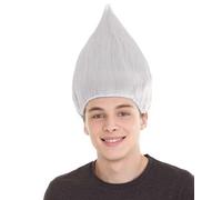 HPO HALLOWEEN PARTY ONLINE Unisex Teens Troll Wigs Collections | Costume Wig for Men and Women | Halloween Colorful 80s Wigs | Trolls TV Movie Cosplay Costume Accessories - White