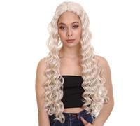 HPO HALLOWEEN PARTY ONLINE Women’s 70’s Boho Long Blonde Wavy Wig - Retro Hippie Style Synthetic Hair for Costume, Festival & Everyday Wear