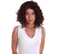 HPO Idia Curly 13 Inch Long 4X4 Hand-Tied Lace Front Wig, Good Heat Resistant Fiber, 20+ Shades of Natural, Dip Dyed, & Blended Colors (Deep Red and Black Blend)