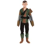 HPO Kids Brave Hunter Outlaw Archer Costume | Belt, Gloves, Shoes & Bag Suitable for Halloween | Synthetic Fabric - (13 Years to 14 Years)