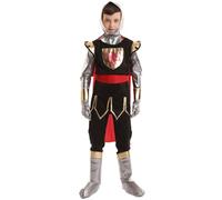 HPO Kids Red and Black Noble Crusader Knight Costume Shoes, Belt, Hat, Apron & gloves | Suitable for Halloween - (7 Years to 8 Years)