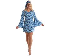 HPO Ladies 70’s Disco Diva Dress | Multi-Color Retro Disco Parties Accessories | Outfit for Halloween, Festival Fun & Costume Parties - Medium