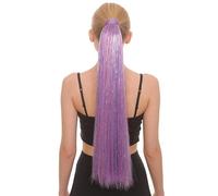 HPO Long Tinsel Ponytail Wig - Sparkling High Pony Extension for Cosplay, Halloween, Christmas & Festivals | Lightweight Design for All Day Comfort - Purple