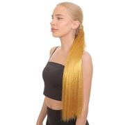 HPO Long Tinsel Ponytail Wig - Sparkling High Pony Extension for Cosplay, Halloween, Christmas & Festivals | Lightweight Design for All Day Comfort - Gold